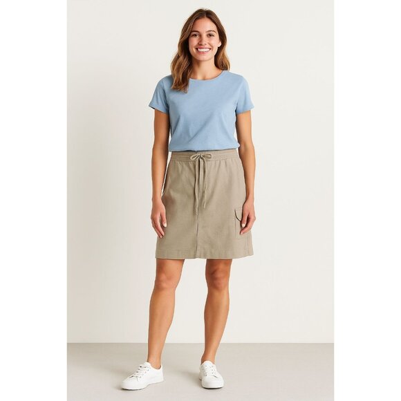 G.H. Bass & Co. Heritage Linen Blend Casual A-Line Utility Skirt Khaki Sz 10 - Picture 1 of 8